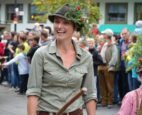 Heike Fink beim Alpabtrieb; Foto: ©Heike Fink