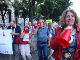 Demo bei der WeltAIDSkonferenz 2010 Wien; Foto: ©Renate Fleisch